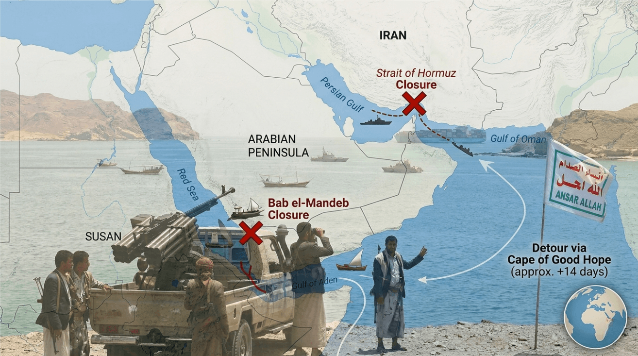 Houthis Implement Full Ban on Israeli Vessels in Red Sea, Escalating Dual Chokepoint Crisis