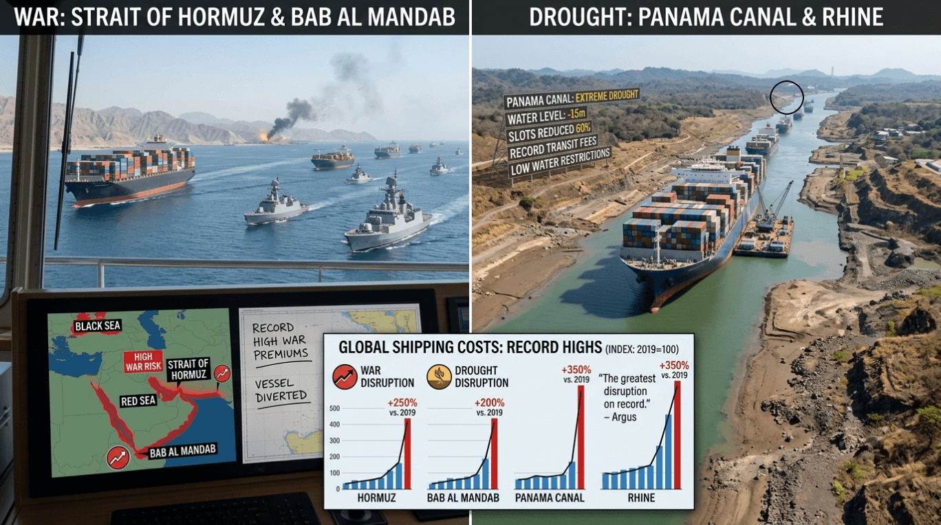 Geopolitical Conflicts and Drought Drive Chokepoint Shipping Costs to Record Levels