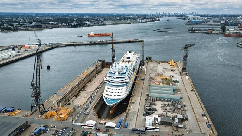 AIDAmar Cruise Ship Undergoes Annual Bottom Survey at Damen Shiprepair Rotterdam