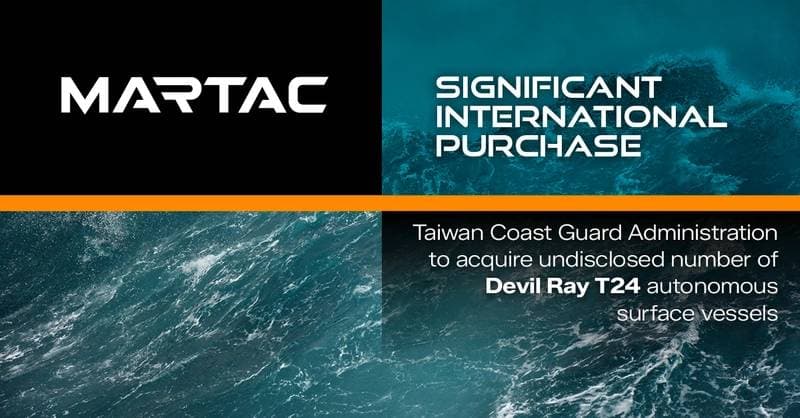 Taiwan Coast Guard Acquires MARTAC Devil Ray T24 Unmanned Surface Vessels