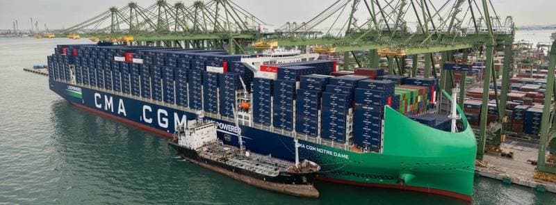 CMA CGM Notre Dame, France's Largest LNG Container Ship, Arrives in Singapore