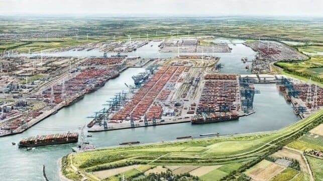Containers Fall From Boxship onto Bunker Vessel in Antwerp