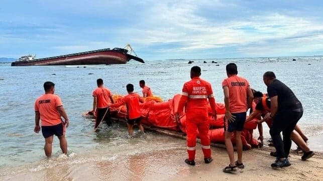 Cargo Vessel Runs Aground Off Luzon, Causing Petroleum Spill