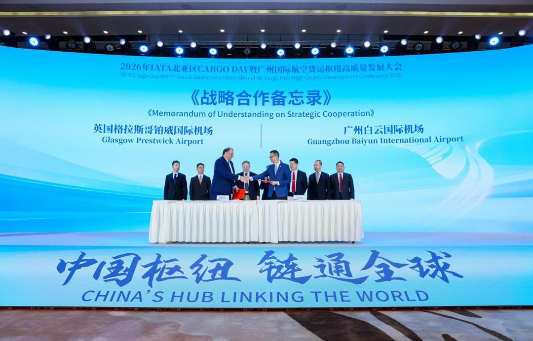 Glasgow Prestwick and Guangzhou Baiyun Airports Sign Cargo Cooperation Agreement