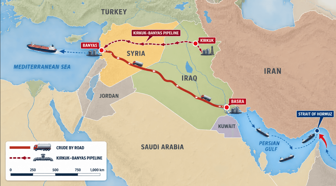 Iraq Utilizes Syrian Road Route for Oil Exports, Bypassing Strait of Hormuz
