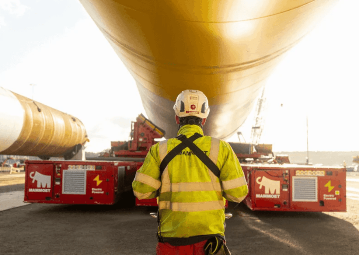 Mammoet Utilizes Electric SPMTs for 1,700-Tonne Monopile Movement at Baltica 2