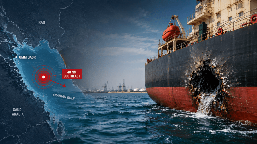 Cargo Vessel Struck Near Iraq, Escalating Gulf Shipping Security Concerns