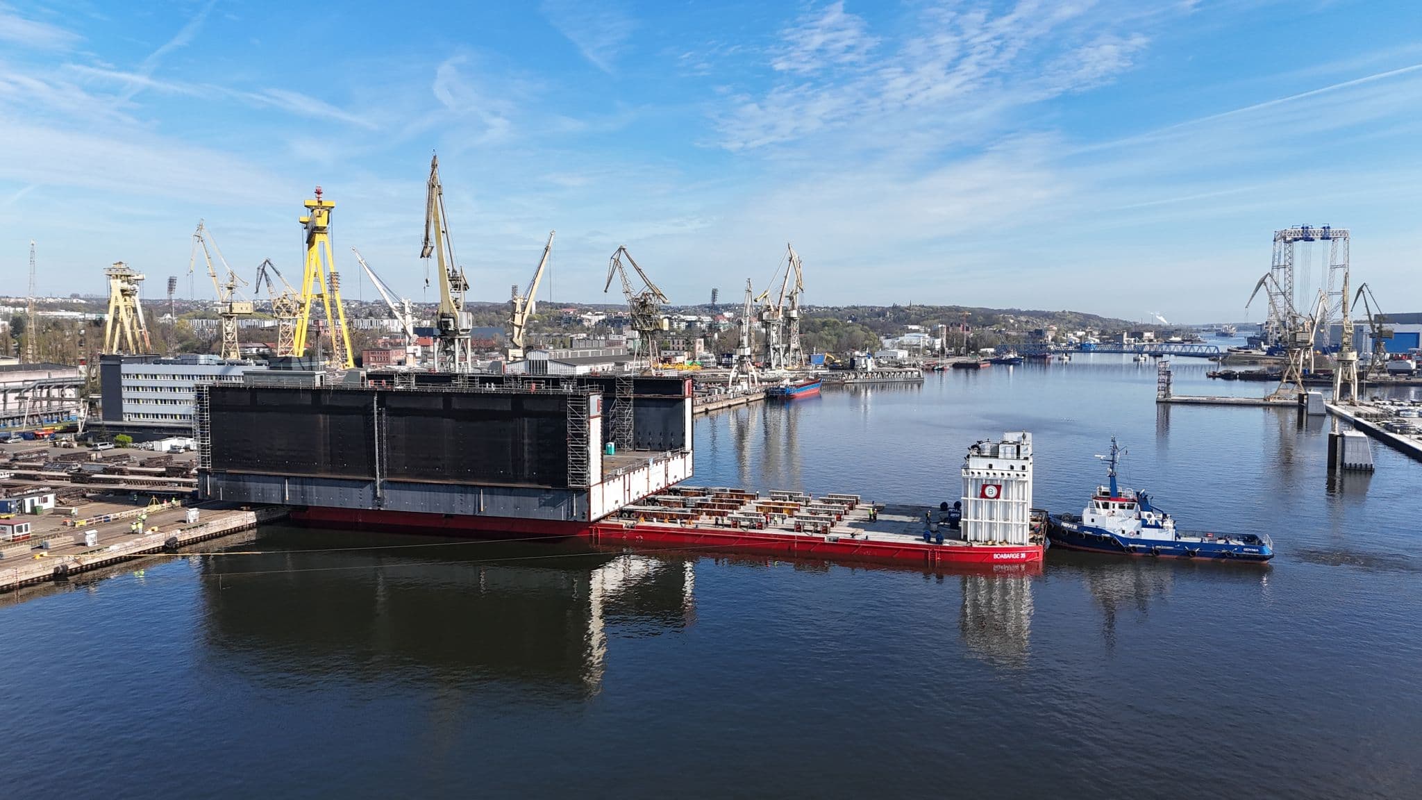BOA Launches Large Floating Dock Sections in Baltic Sea for Shipyard