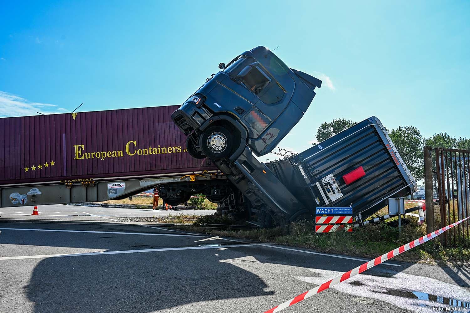 Truck Overturns After Collision with Freight Train in Rotterdam Europoort