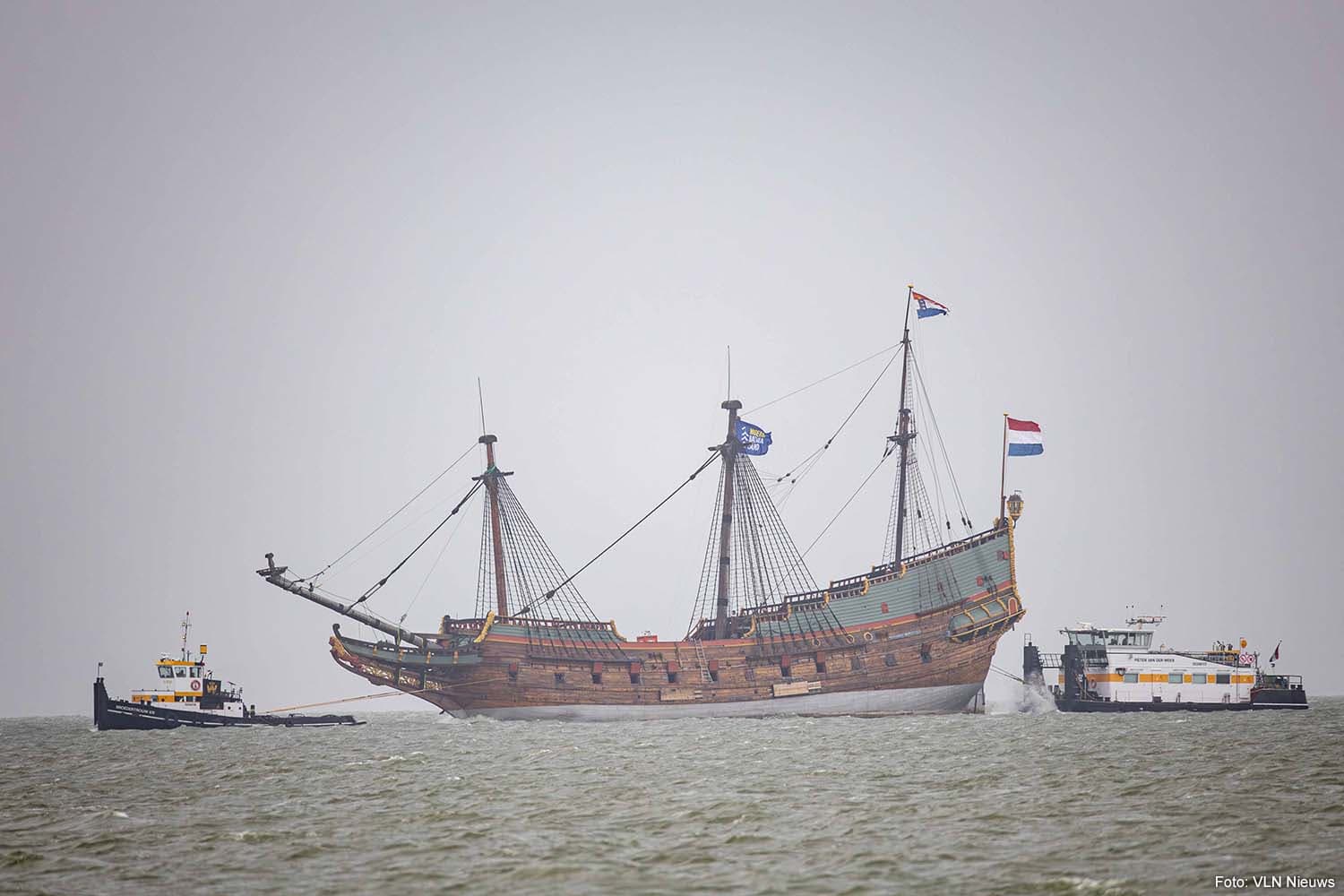Replica VOC Ship Batavia Towed to Amsterdam for Structural Maintenance